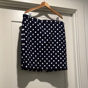 J. Crew Dark Blue Skirt with White Dots